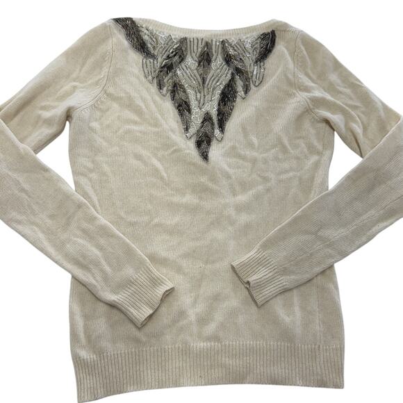 Coincidence & Chance Sweater Womens Medium Beaded Embellished Angora Wool Blend - Picture 2 of 8